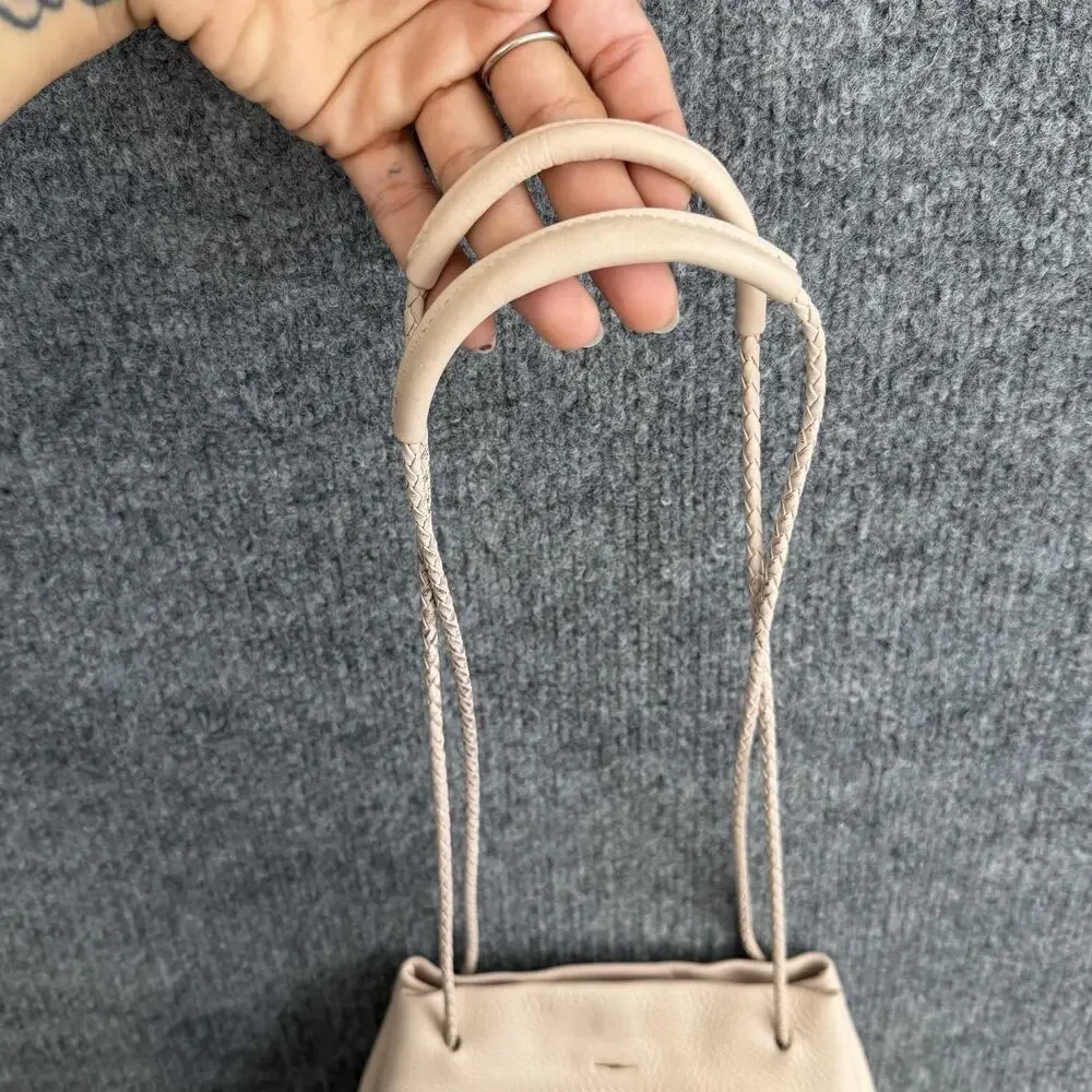 Shinola Leather Shoulder Tote Crossbody Bag Light Pink Braided Strap Minimalist